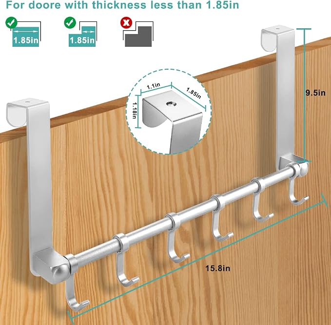 MGahyi Over The Door Hooks, Moving 6-Hooks, Over Door Towel Rack, Door Coat - Image 2