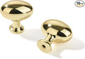 khtumeware 10 Pack 1-3/8 inch(35mm) Polished Brass Cabinet Knobs Dresser Knobs Oval Unlacquered Brass Drawer Knobs Kitchen Cabinet Hardware Egg Knobs for Dresser Drawers