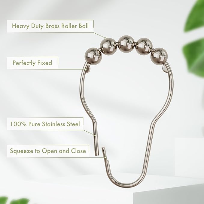 Shower Curtain Hooks, Decorative Rust Proof Stainless Steel Shower Curtain Hooks - Image 4