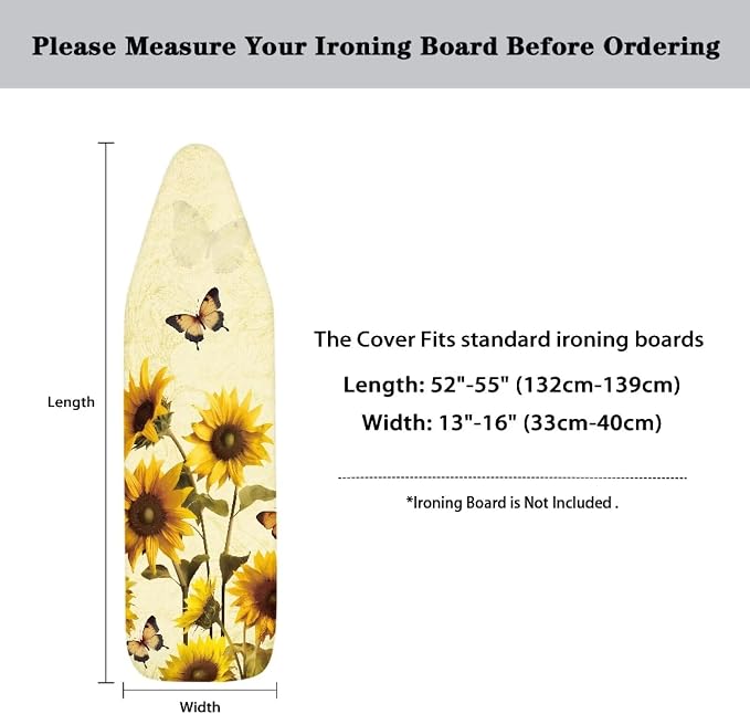 Sunflower Butterfly Ironing Board Cover Standard Size 15"x54" Iron Cover - Image 6