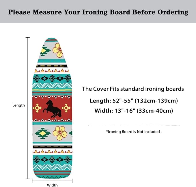 Ironing Board Cover and Pad Heat Reflective Durable Ironing Mat Aztec Horse - Image 6