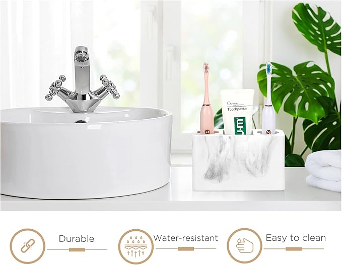 Luxspire Toothbrush Holder, 3 Slots, Gravel White | Electric Toothbrush Holder - Image 3