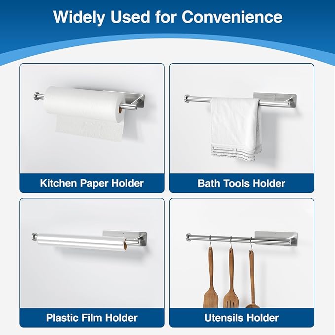 Paper Towel Holder, Self-Adhesive or Drilling， Brushed Nickel, 1 Pack - Image 4