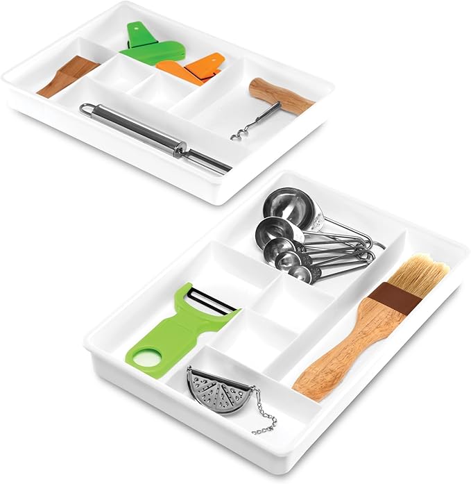 madesmart Plastic 6-Compartment Drawer Organizer Gadget Trays - Image 5
