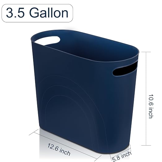 rejomiik Small Bathroom Trash Can, 3.5 Gallon Slim Garbage Can, 2 Pack Navy | - Image 6