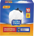 Besli 10 Gallon Drawstring Trash Bag Garbage Bag Trash Can Liner, 0.9 Mil by Besli