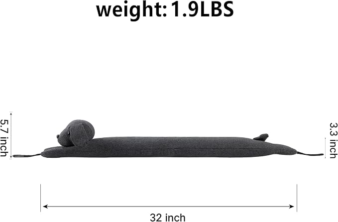 habibee Door Draft Stopper, Weighted Noise Blocker 32 in Grey Dog | Robust - Image 2