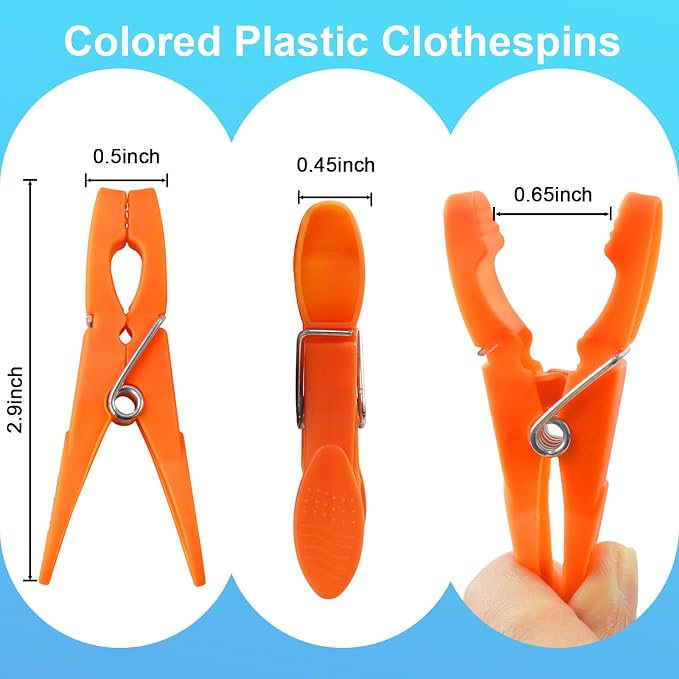 Clothes Pins, 48 Pack Colored Plastic Clothespins, Clothes Pins Heavy Duty - Image 2