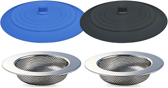 Seatery 4PCS Kitchen Sink Strainer Stopper Kit, Universal Silicone Sink Drain by Seatery