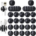 Desk Cable Management Cord Organizer, 24 Pack Black Self Adhesive Cord Holder by OHill