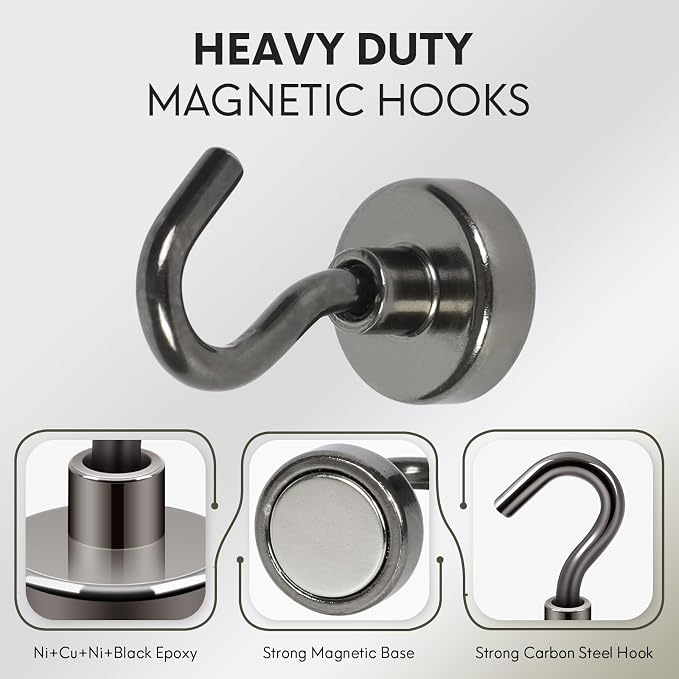 Neosmuk Magnetic Hooks, 30lb Heavy Duty, 10 Pack - Image 3