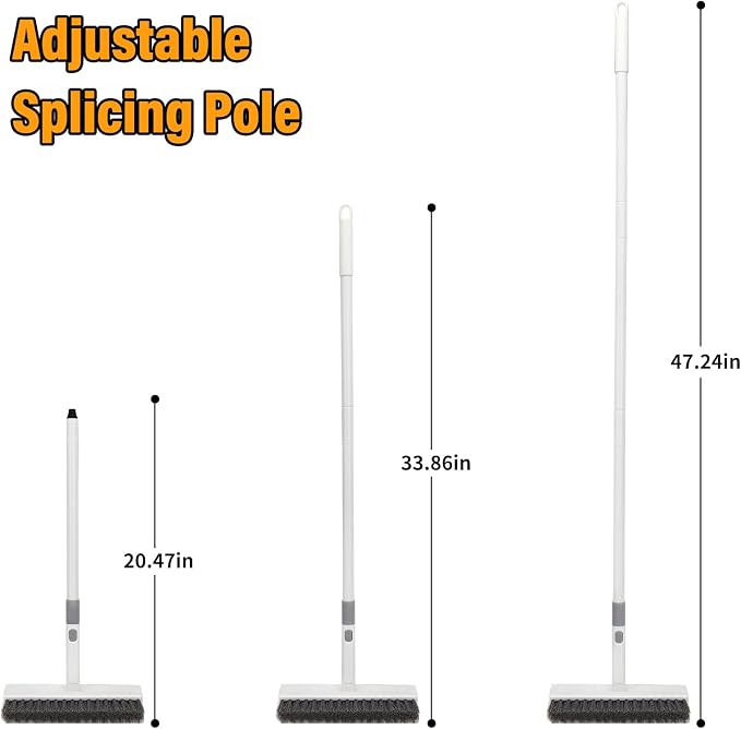 Floor Scrub Brush with Long Handle, Double-Sided V-Shaped Deck Brush, Grout - Image 2