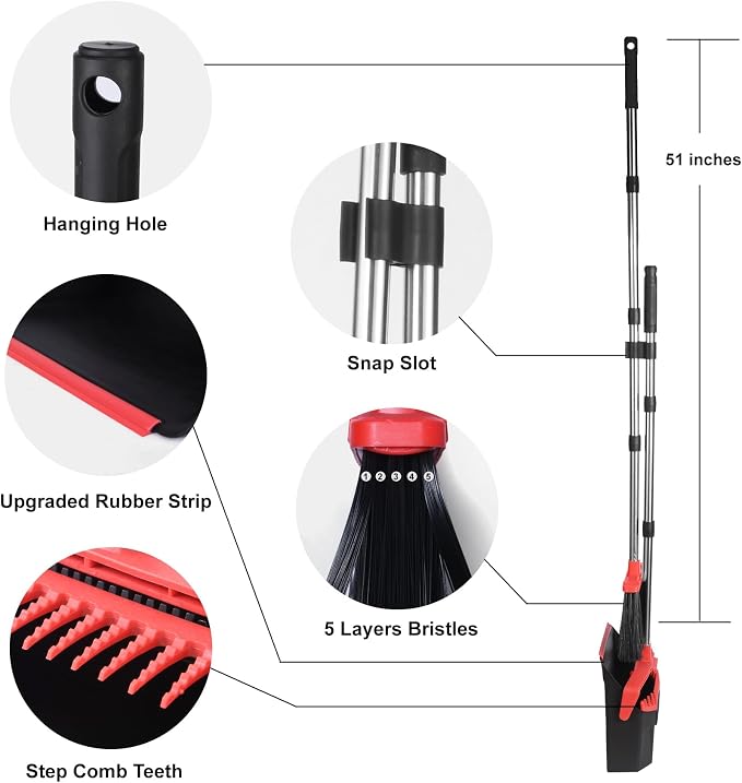 Broom and Dustpan Set for Home, ZeroGap Lip, Upright Storage Broom Combo for - Image 8
