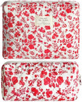 2Pcs Quilted Makeup Bag Set Flower Cute Pencil Case Large Small Travel Makeup by Lestp