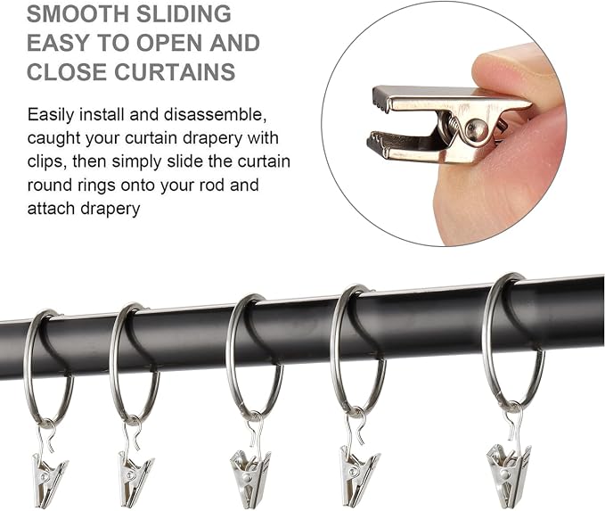 40 Pack Rings Curtain Clips Rustproof Metal Window Drapery Decorative Clips - Image 4