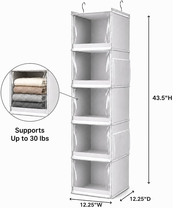 5-Shelf Hanging Closet Organizer - Image 3