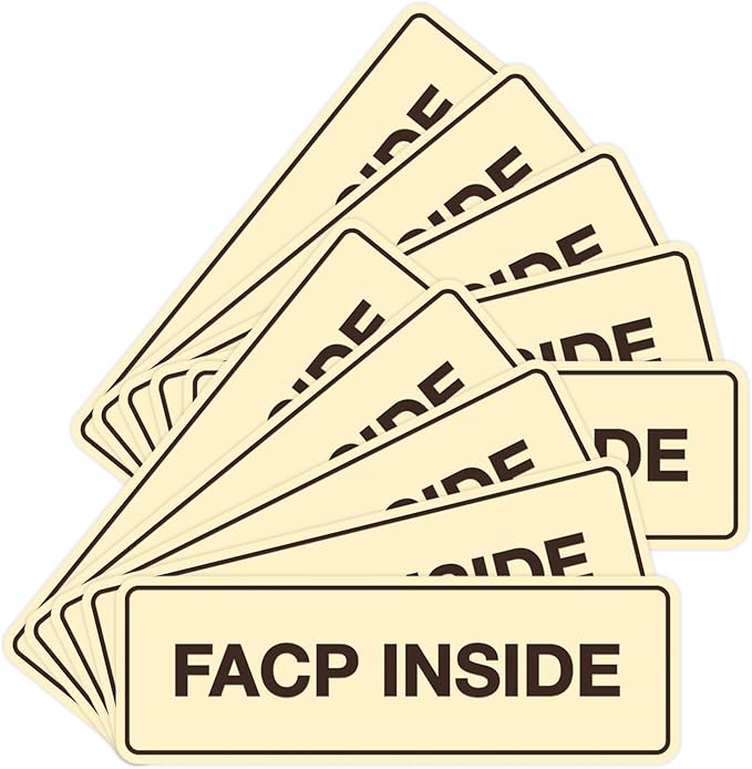 Signs ByLITA Standard FACP Inside Sign | Fire Safety Signage (Ivory/Dark Brown) - Small 10 Pack