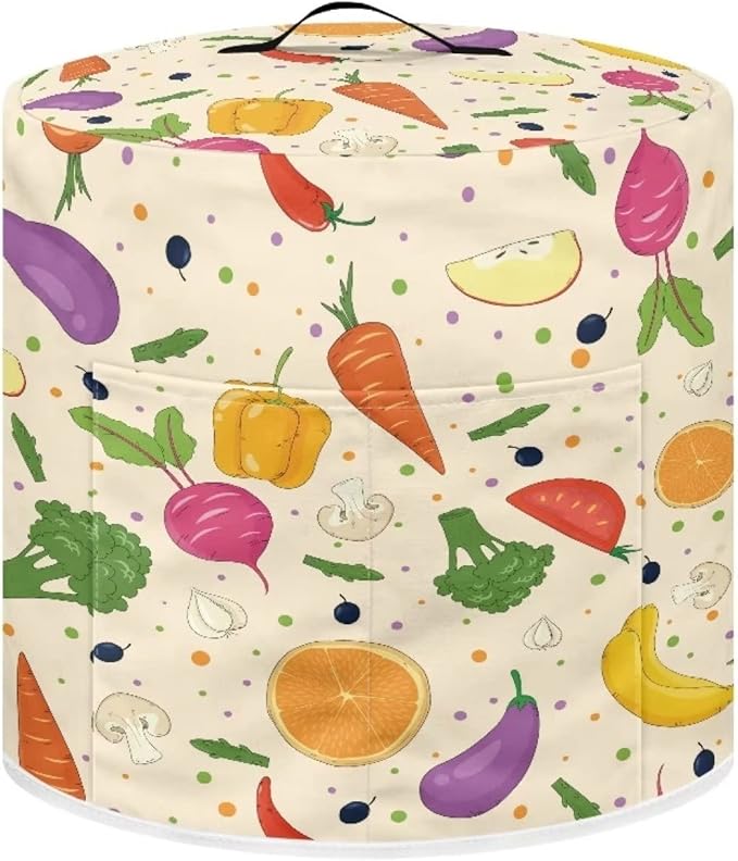 Fruits and Vegetables Print Kitchen Appliance Cover Pressure Cooker Cover 3 qt,Dust Cover with Pockets for Electric Pressure Cooker Air Fryer Rice Cooker Steamer Toaster Oven