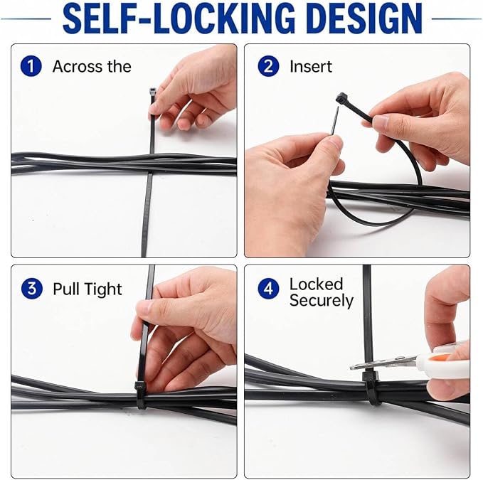 Zip Ties 12 inch, 100 Pack Heavy Duty Black Zip Ties - Image 4