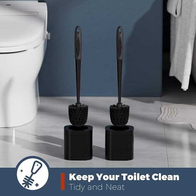 Holaloha Toilet Brush and Holder Set, Space Saving, 2 Pack, Ergonomic Silicone - Image 4