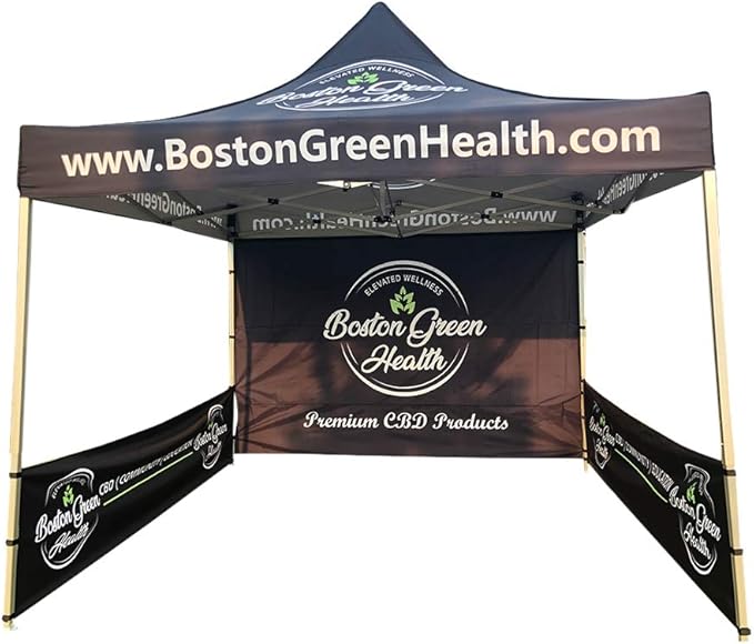 Custom Canopy Pop Up Tent 10x10 with Logo, Personalized Pop Up Canopy for Tradeshow, Customized Canopy Advertising Outdoor Tent (top Canopy+one Full Wall+Two Small Side Wall+13kg Frame (600 D))