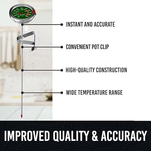 Candy Thermometer with Pot Clip - Deep Fry Oil Thermometer for Frying and Candle Making - Green