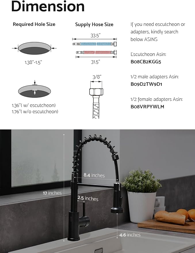 WEWE Touchless Kitchen Faucet, 2-Mode Sprayer, Matte Black, Pull-Down | 17-Inch - Image 6