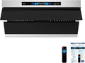 Awoco 36" Under Cabinet Range Hood, Side-Draft Design, 4 Speeds Exhaust Fan with 800 CFM, Voice, Gesture, Touch & Remote Control, 6" Vent, Dimmable LED Light Bars