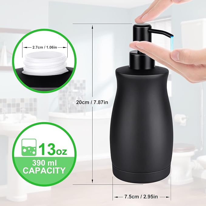 Stainless Steel Countertop Matte Black Soap Dispenser Liquid Bottle - Image 4