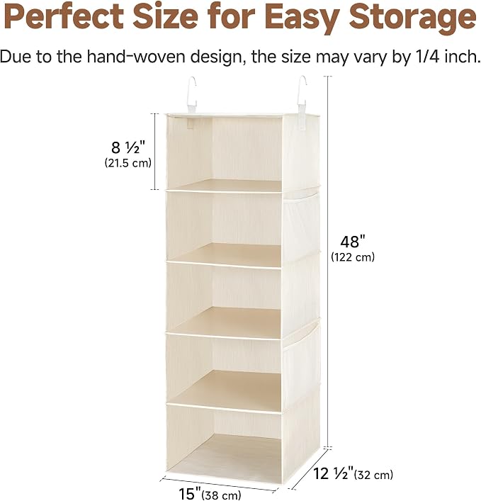 StorageWorks Hanging Closet Organizer, 5-Shelf Hanging Shelves - Image 3