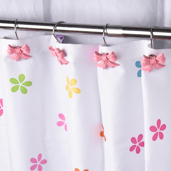 12 pcs Bow Knot Shower Curtain Hooks, Home Decorative Shower Curtain Rings - Image 2