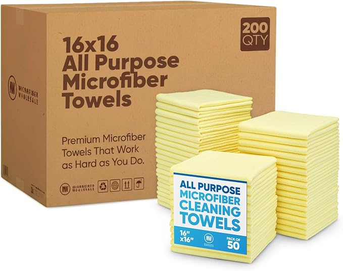 Microfiber Wholesale Bulk 16" x 16" All Purpose Towels Case Quantity | Large | by MicrofiberWholesale