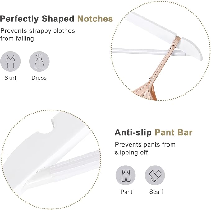 TOPIA HANGER Wooden Hangers 30 Pack, Non Slip Pants Bar, Shoulder Notches - Image 3