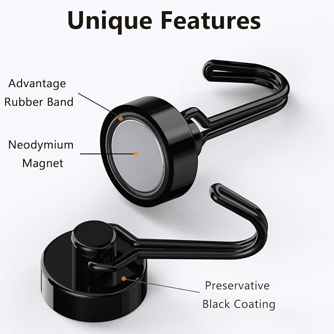 Tohoer Magnetic Hooks, Neodymium Magnets Hook Heavy Duty 30LBS - Image 2