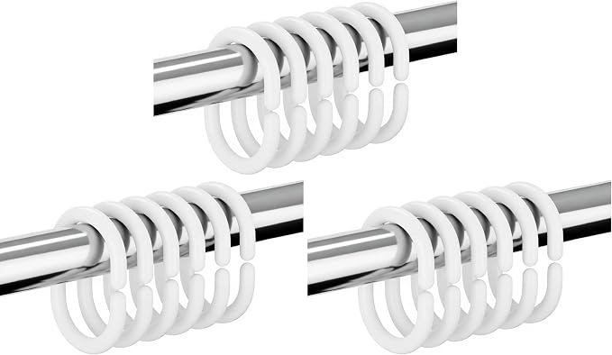 Resze 24 PCS Shower Curtain Rings, Plastic White Shower Curtain Hooks, C-Shaped by Resze