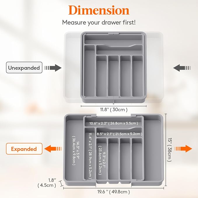 Lifewit Expandable Silverware Drawer Organizer, Kitchen Utensil Tray | BPA-free - Image 3