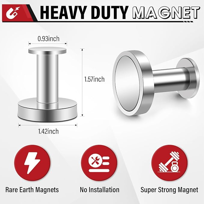 Buelkmag Magnetic Hooks for Cruise Cabins Strong Magnets Hooks Silver 150Lb - Image 2