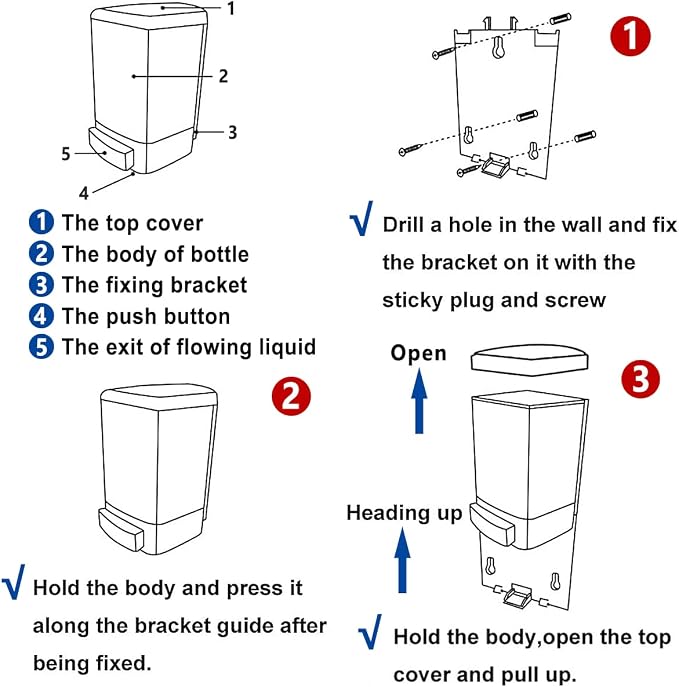 Manual Soap Dispenser Wall Mounted, Bathroom Kitchen Commercial | Leak-proof - Image 6
