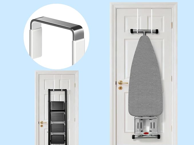 Single Long Over Door Steel Hooks 4 Pack Fit 1-3/8" Door 12" White | Plastic - Image 4