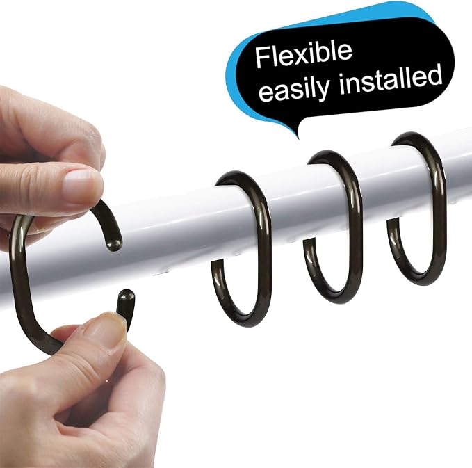 24 pcs Shower Curtain Rings Plastic Shower Curtain Hooks C-Shaped Rings Hook - Image 4