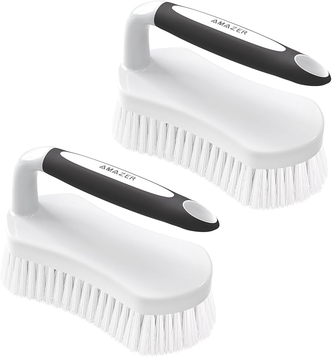 Scrub Brush for Cleaning Comfort Grip Shower Scrubber Stiff Bristles by Amazer