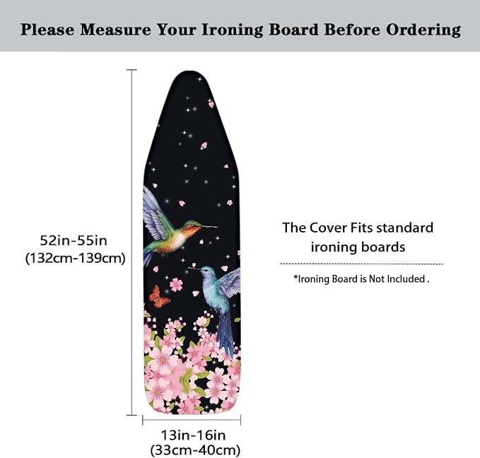 Hummingbird Ironing Board Cover and Pad 15x54 Inch Heavy Duty Iron Cover - Image 5
