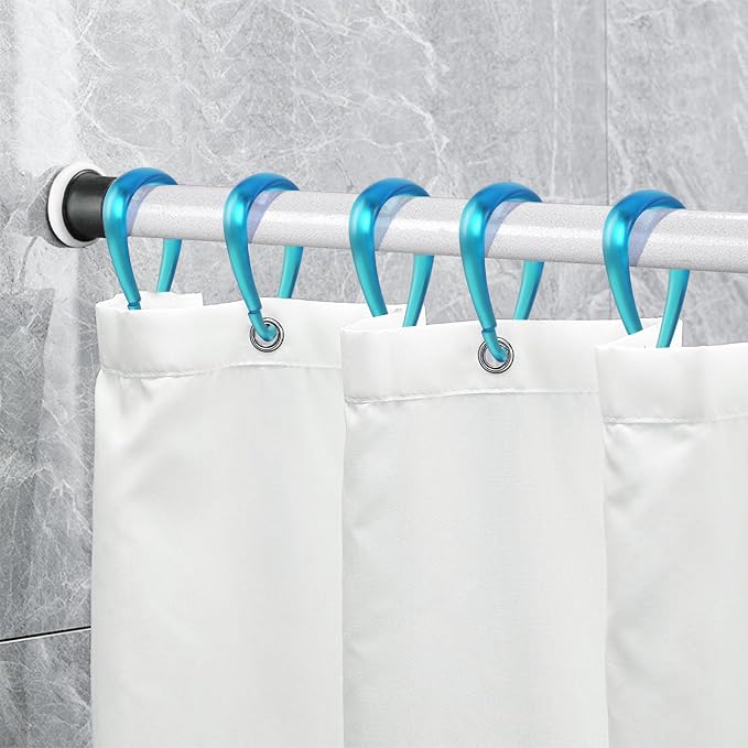 Top-spring Turquoise Shower Curtain Hooks 12Pcs Drop Shaped Hooks Shower - Image 5
