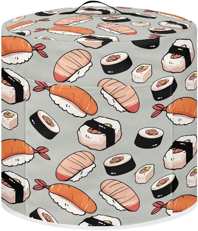 Dust Cover for 3 qt Air Fryer & Pressure Cooker Kitchen Appliance Accessories, Portable Pressure Cooker Air Fryer Rice Cooker Dust Cover Grey Sushi Print Small Appliance Covers
