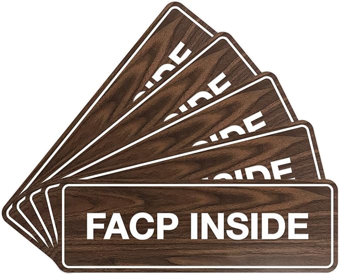 Signs ByLITA Standard FACP Inside Sign | Fire Safety Signage (Walnut) - Medium 5 Pack