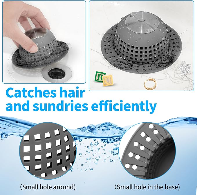 Aluvor Shower Drain Hair Catcher Bathtub Drain Cover Sink Drain Protector | - Image 6
