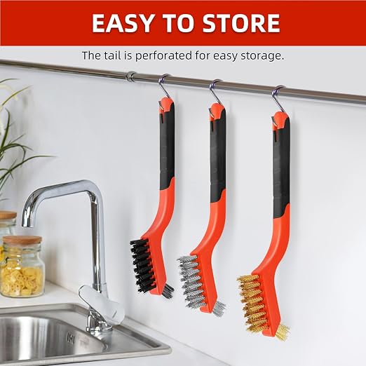 6PCS Wire Brushes for Cleaning Rust, Brass & StainlessSteel Bristles - Image 5