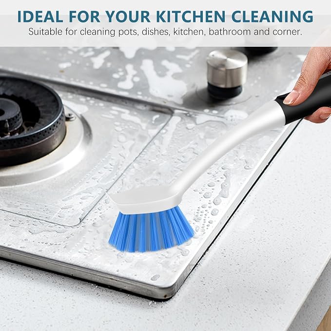 SetSail 3 Pack Dish Brush Set, Long Handle Kitchen Scrub Brush | Built-in - Image 3