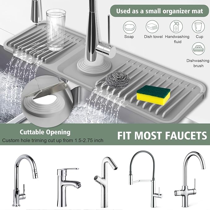 17.7-Inch Kitchen Sink Splash Guard Mat | 7° Slope - Image 6