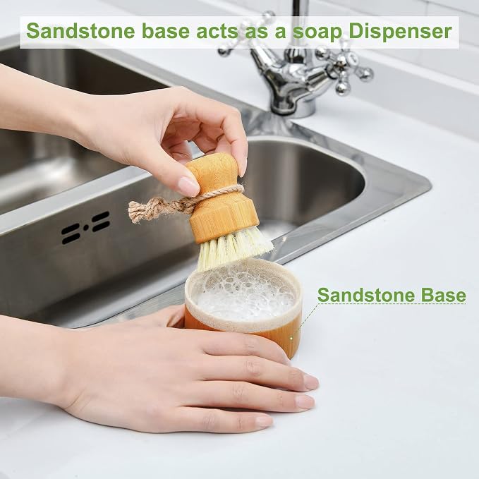 SUBEKYU Bamboo Dish Scrub Brush, Produce Brush, 2 Pack - Image 5